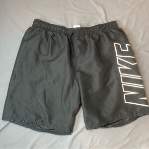 Nike Big Logo Black Swim Trunks Men’s Large/ XL Athletic Swim Shorts